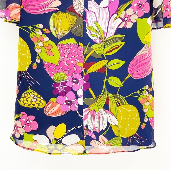 Trina Turk Silk Bonita Bell Sleeve Dress- Retro - Picture 9 of 13